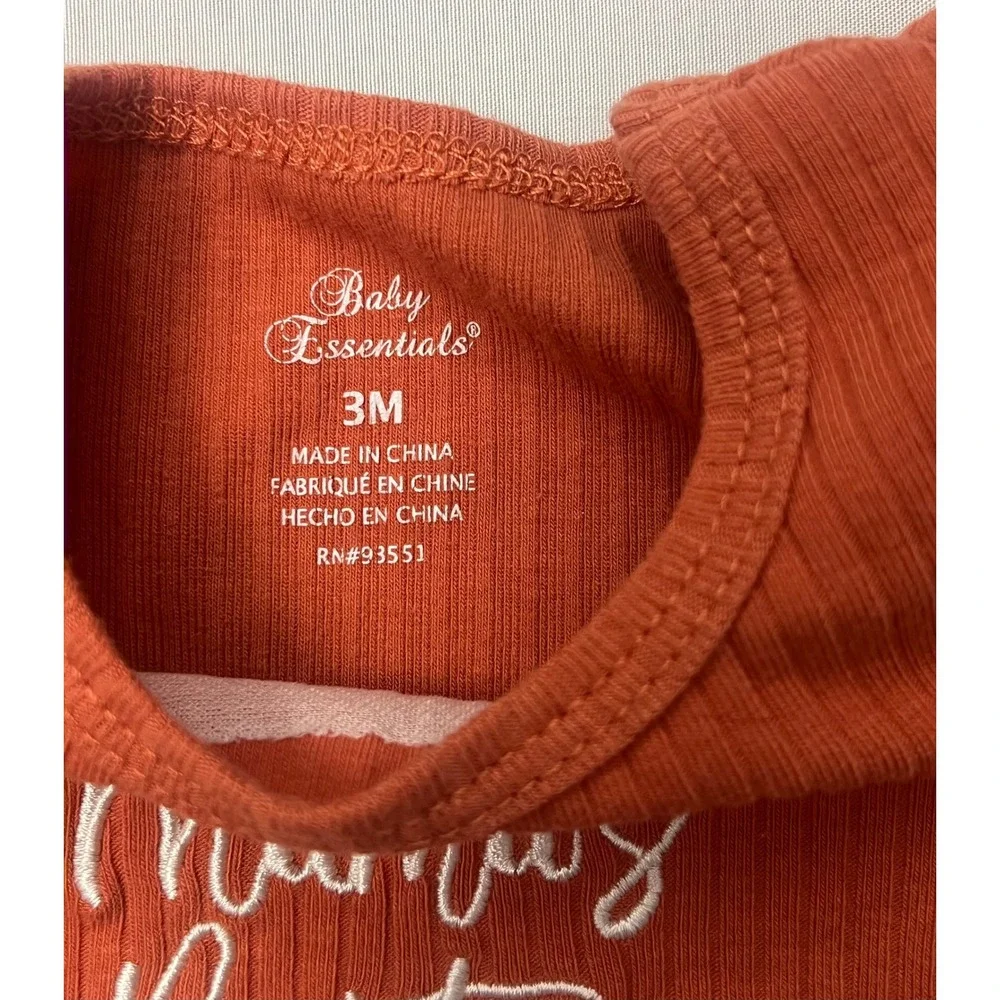 Baby Essentials Mama's Bestie Ruffle Sleeve Bodysuit 3M Rust Ribbed Infant Girl